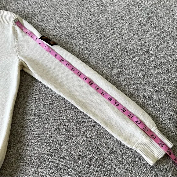 Ralph Lauren Lauren Jeans Co Cream & Navy Military Patch Pullover Sweater Large - Picture 11 of 11